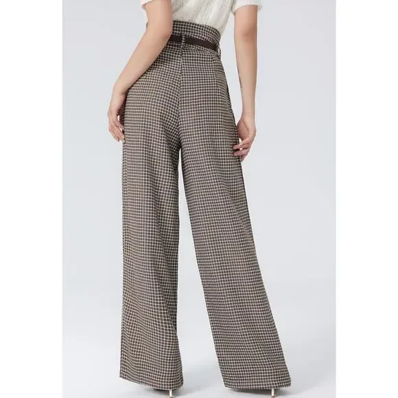 CIDER Preppy Houndstooth High Waist Wide Leg Trousers Size XL - Picture 4 of 12